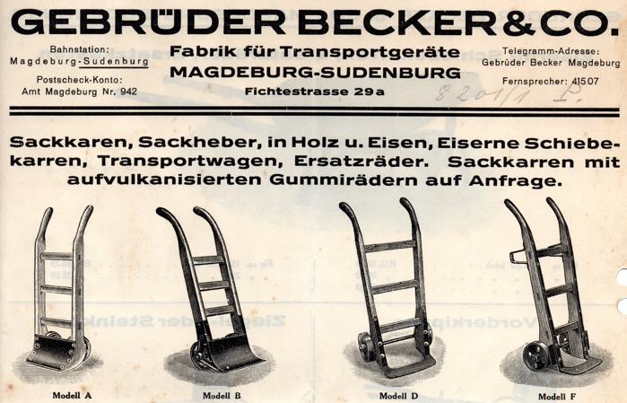 Firmenwerbung Gebrüder Becker & Co.