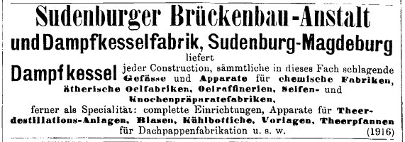 Werbeanzeige Sudenburger Brückenbauanstalt von 1885