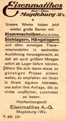 Werbekarte 1923 Vorderseite