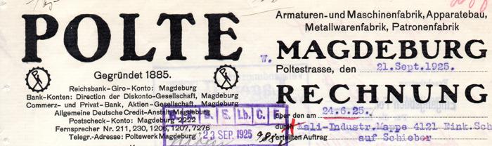 Polte Briefkopf 1925
