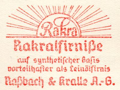Werbaaufdruck Rassbach & Kralle von 1937