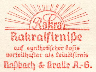 Werbaaufdruck Rassbach & Kralle von 1937