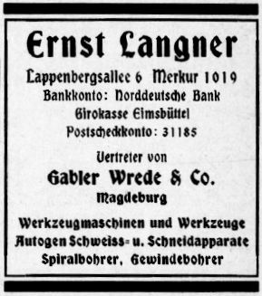 Werbeanzeige Vertreter Langner Hamburg