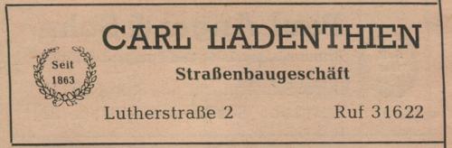 Werbeanzeige Firma Ladenthien von 1950