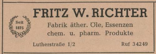 Werbeanzeige Firma Richter von 1950