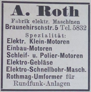 Anzeige Albert Roth 1927