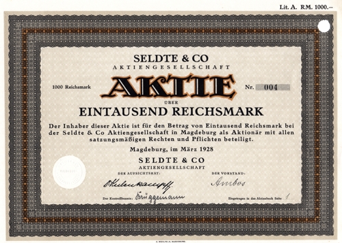 Seldte Aktie von 1928