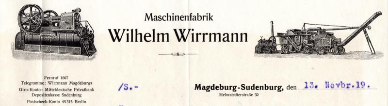 Wilhelm Wirrmann Briefkopf 1919